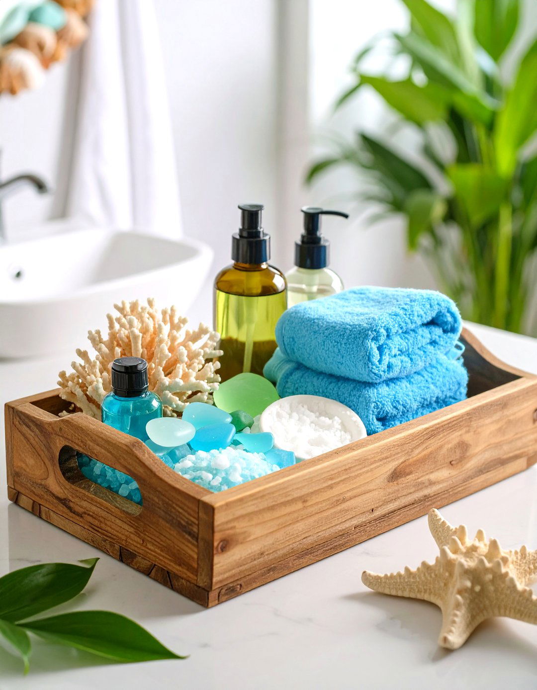 Coastal Driftwood Organizer - 24 Bathroom Tray Ideas