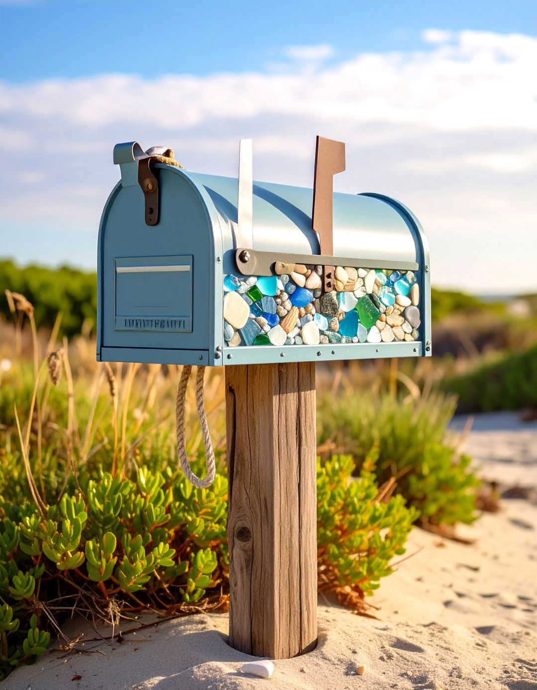 Coastal Driftwood and Beach Glass Theme - 24 Mailbox Decor Ideas