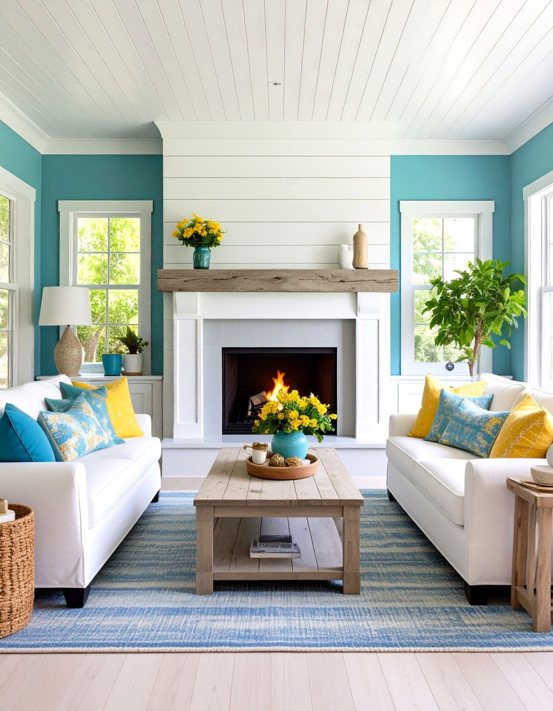 Coastal Driftwood and White Shiplap - 24 Living Room Fireplace Ideas
