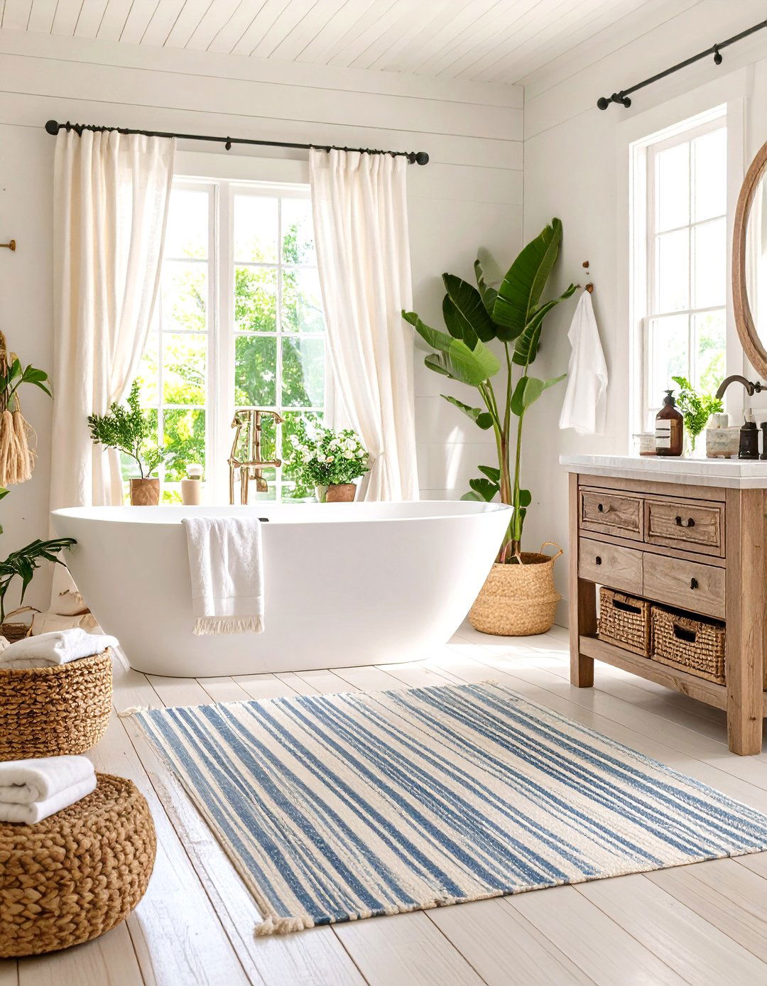 Coastal Farmhouse Bathroom Rugs - 24 Bathroom Rug Ideas