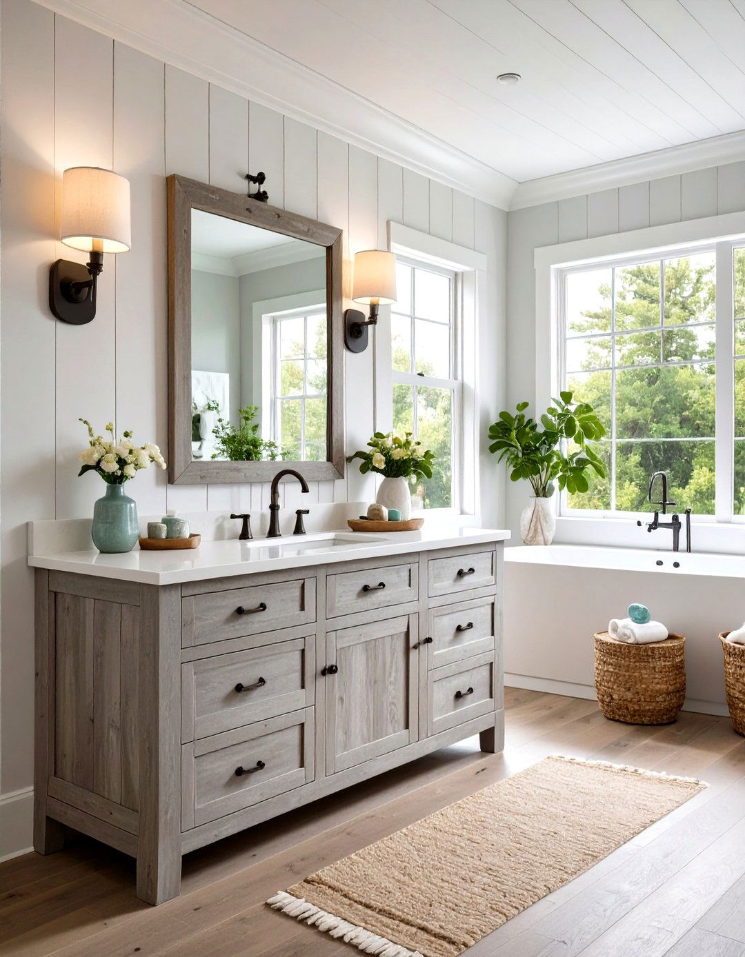 Coastal Grey Vanity Design - 24 Grey Bathroom Vanity Design Ideas