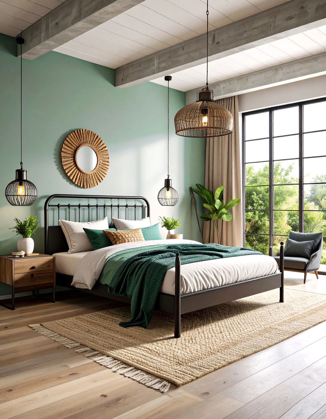 Coastal Industrial Bedroom with Metal Accents - 24 Coastal Bedroom Ideas