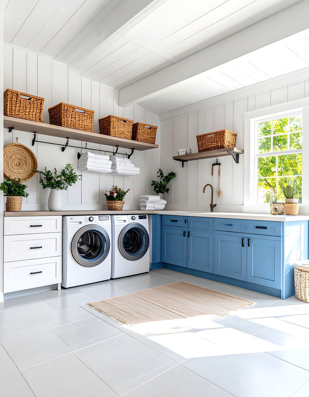 Coastal Inspired Garage Laundry Room - 24 Garage Laundry Room Ideas