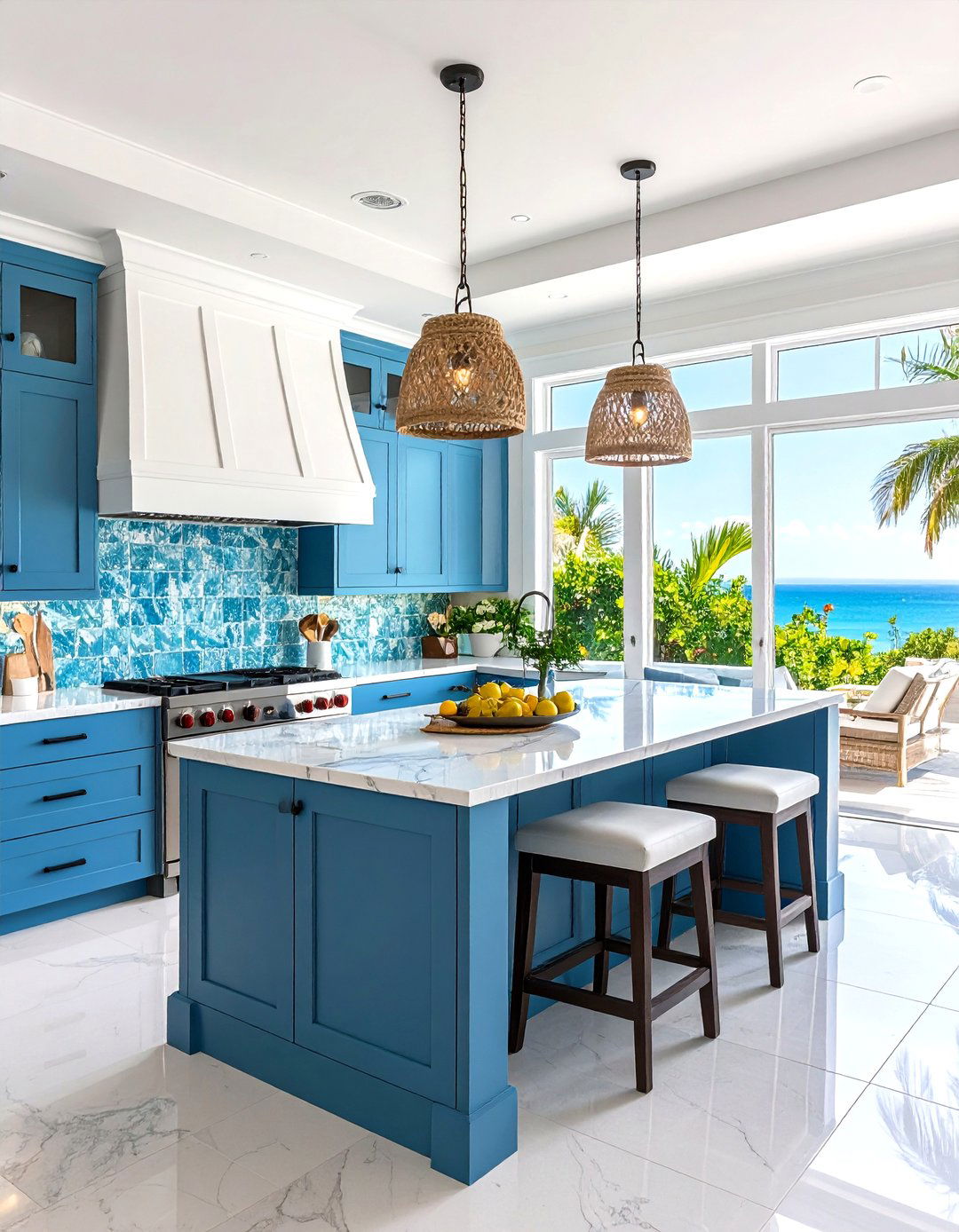 Coastal Inspired Kitchen With Island - 24 U Shaped Kitchen Ideas