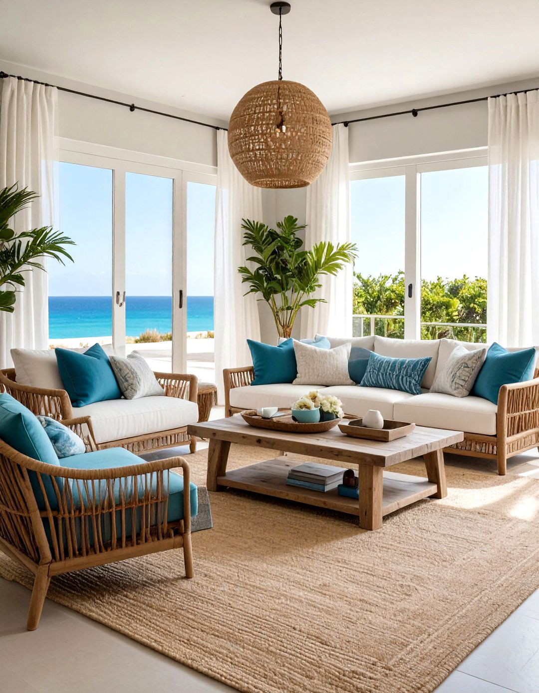 Coastal Minimalist Living Room with Natural Fiber Textures - 24 Minimalist Interior Design Ideas