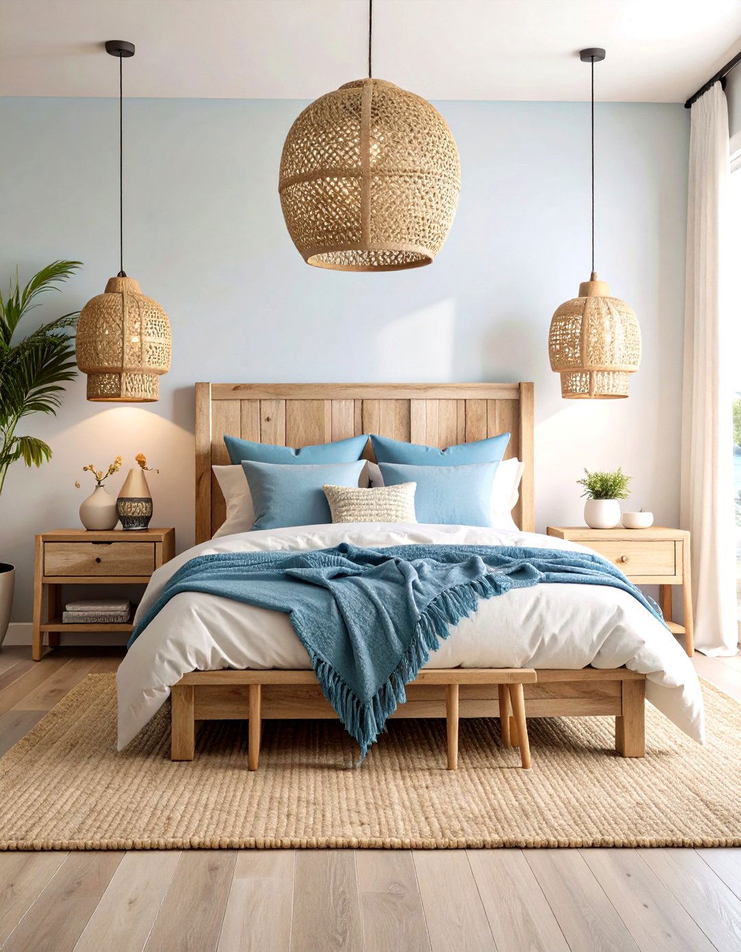 Coastal Modern Bedroom with Natural Fiber Elements - 24 Modern Bedroom Ideas