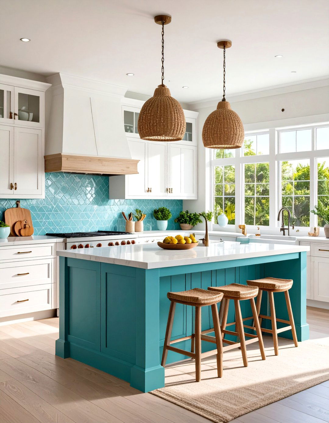 Coastal Modern Teal Kitchen - 24 Teal and White Kitchen Ideas