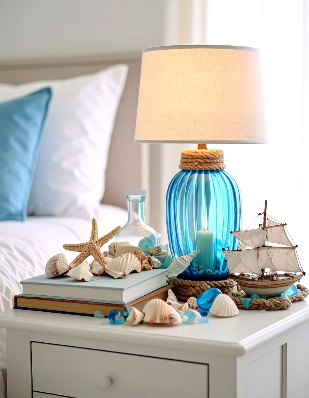 Coastal Nautical Escape - 24 Nightstand Decor Ideas