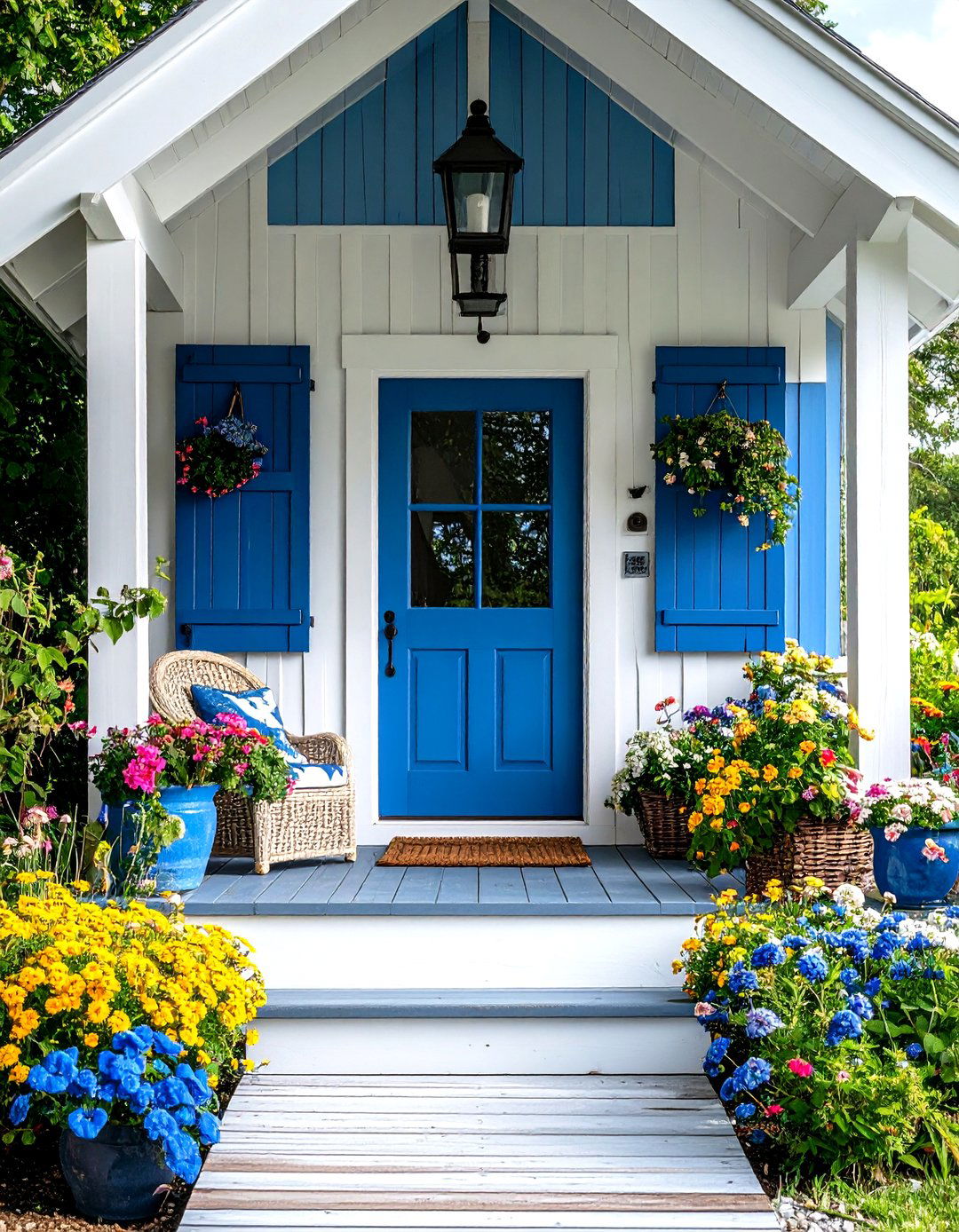 Coastal Nautical Theme Porch - 24 Barndominium Front Porch Ideas