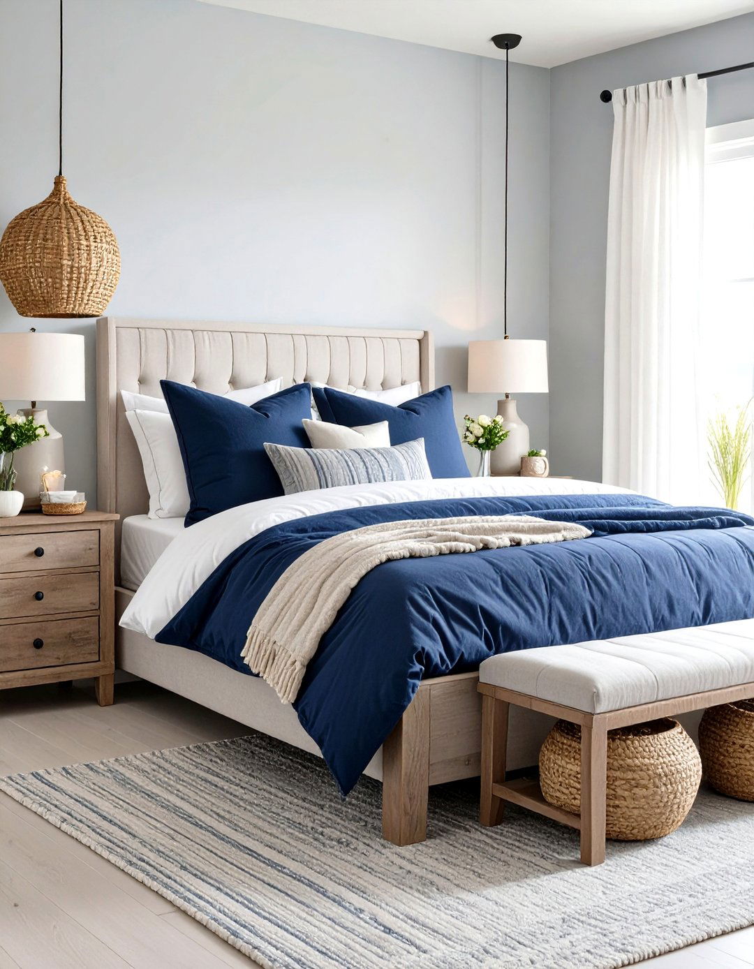 Coastal Navy Blue and Grey Bedroom - 24 Navy Blue and Grey Bedroom Ideas