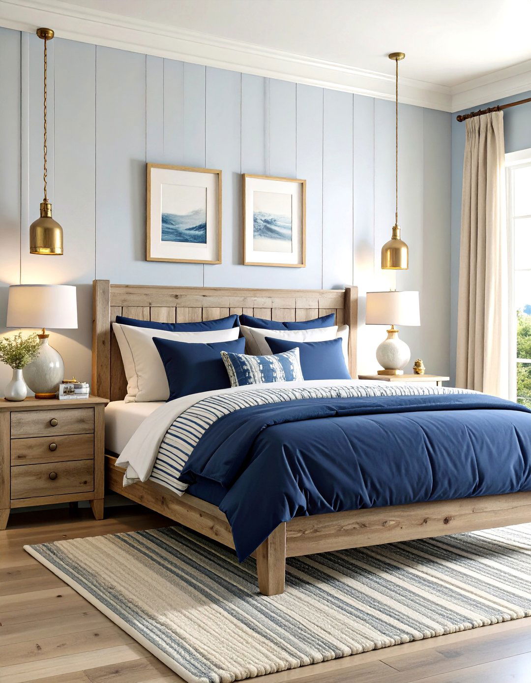 Coastal Navy and Driftwood Grey Retreat - 24 Blue and Grey Bedroom Ideas