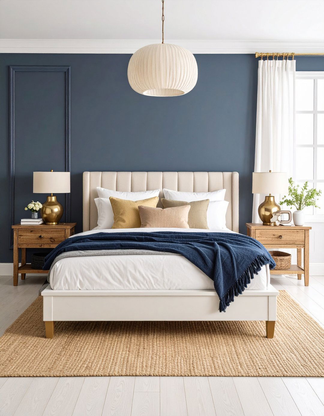 Coastal Navy and White Nautical Bedroom - 24 Blue and White Bedroom Ideas