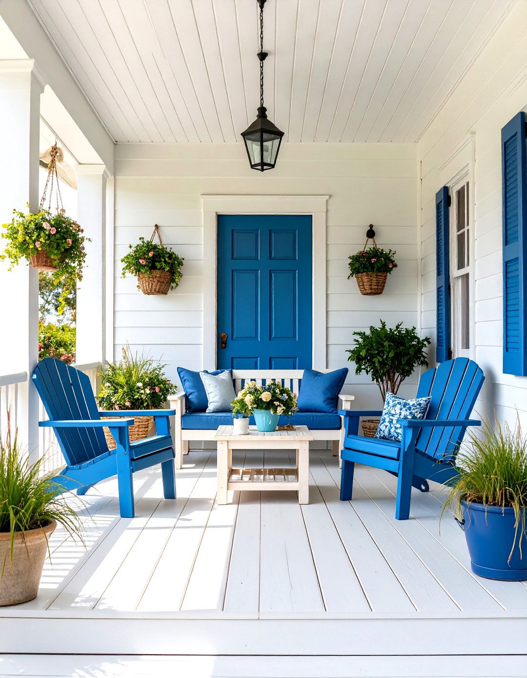 Coastal Porch with Nautical Elements and Beach Colors - 24 Small Porch Ideas