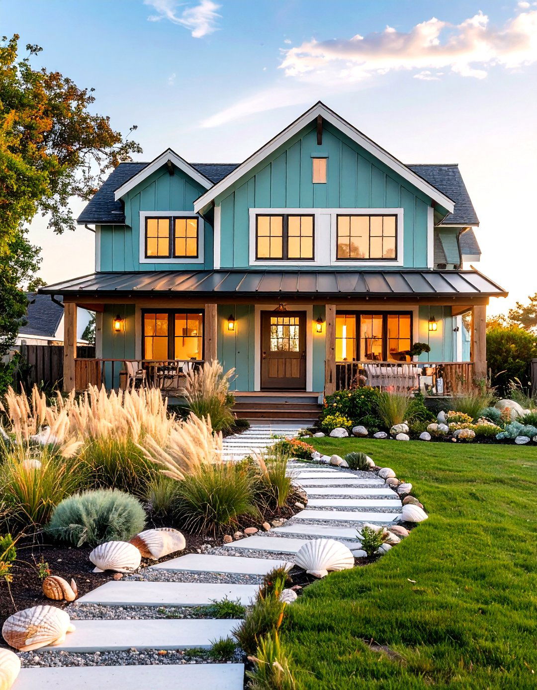 Coastal Ranch with Weather Resistant Materials and Beach Grasses - 24 Curb Appeal Inspiration for Ranch Homes
