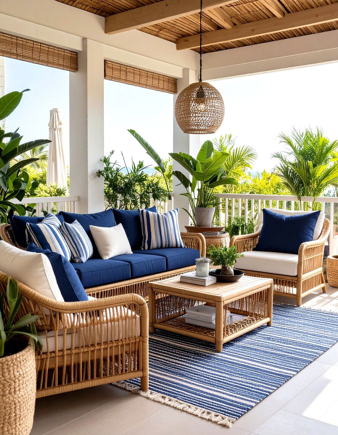 Coastal Rattan Sunroom - 24 Preppy Room Ideas