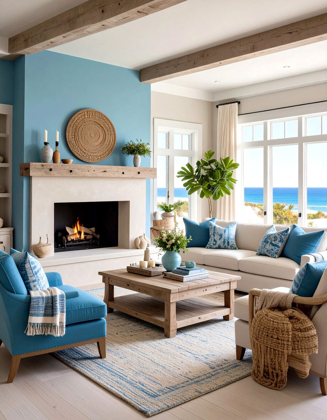 Coastal Retreat Stucco Fireplace - 24 Stucco Fireplace Ideas