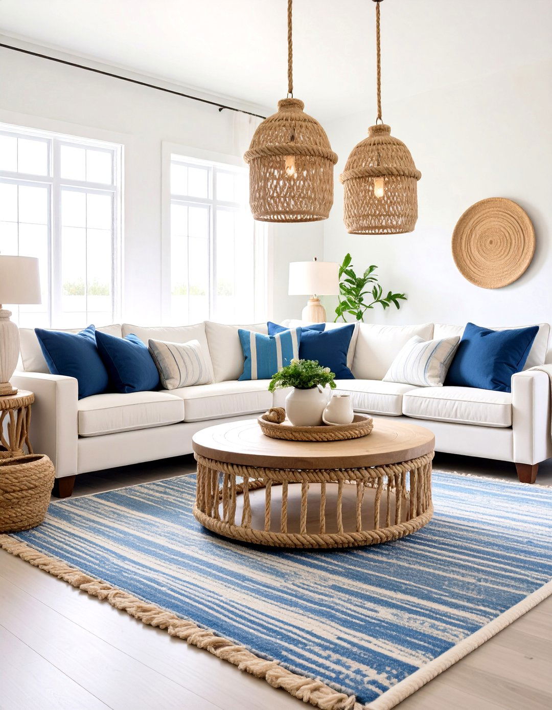 Coastal Rope Detail Living Room - 24 Preppy Living Room Ideas