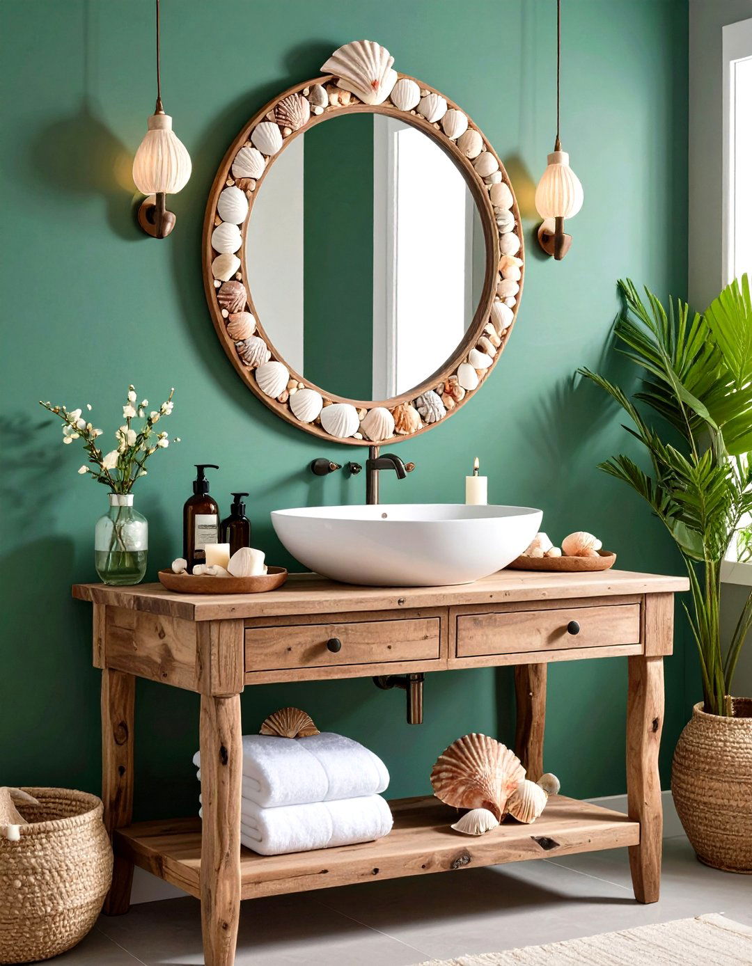 Coastal Seashell Powder Room - 24 Nautical Decor Ideas