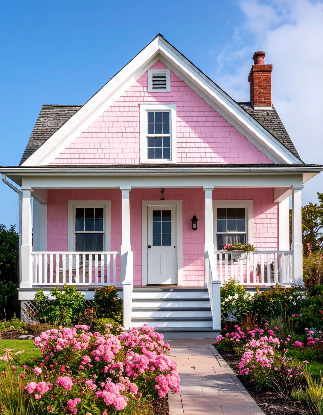 Coastal Shingle Style Pink Retreat - 24 Pink House Exterior Ideas