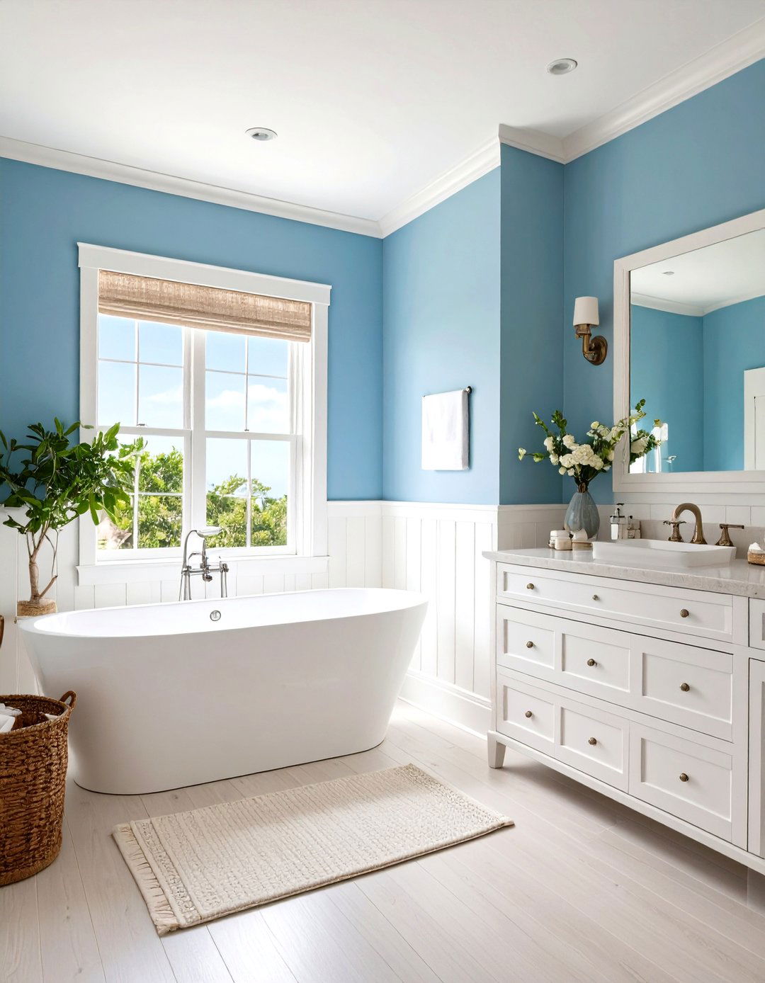 Coastal Style Blue and White Wainscoting - 24 Bathroom Wainscoting Ideas