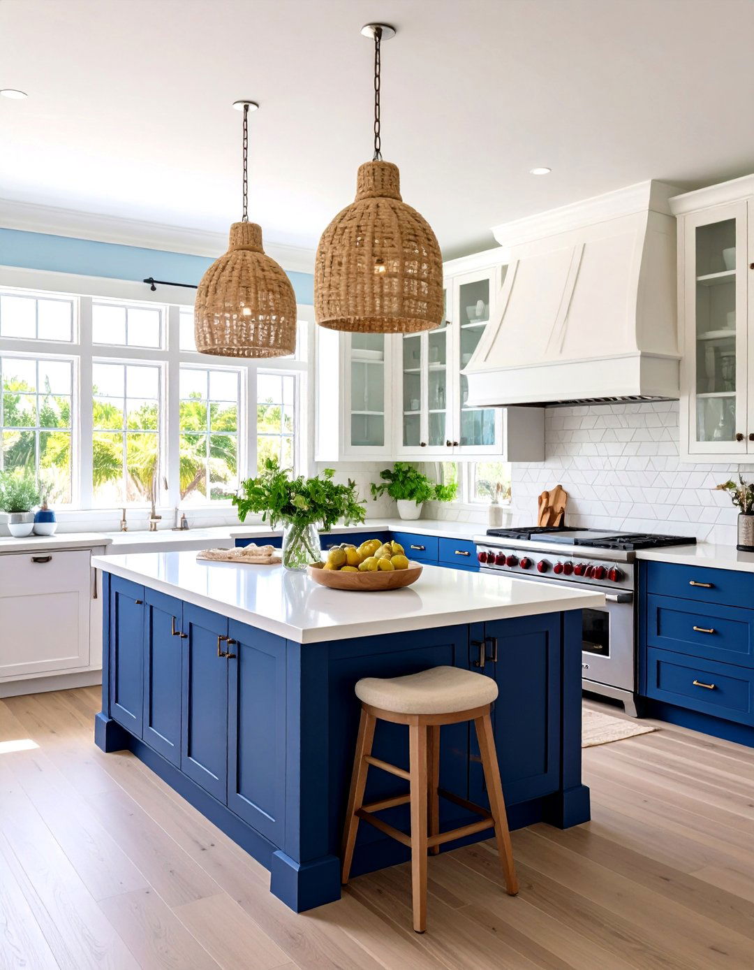 Coastal Style Navy Blue and White Kitchen - 24 Navy Blue Kitchen Cabinets Ideas