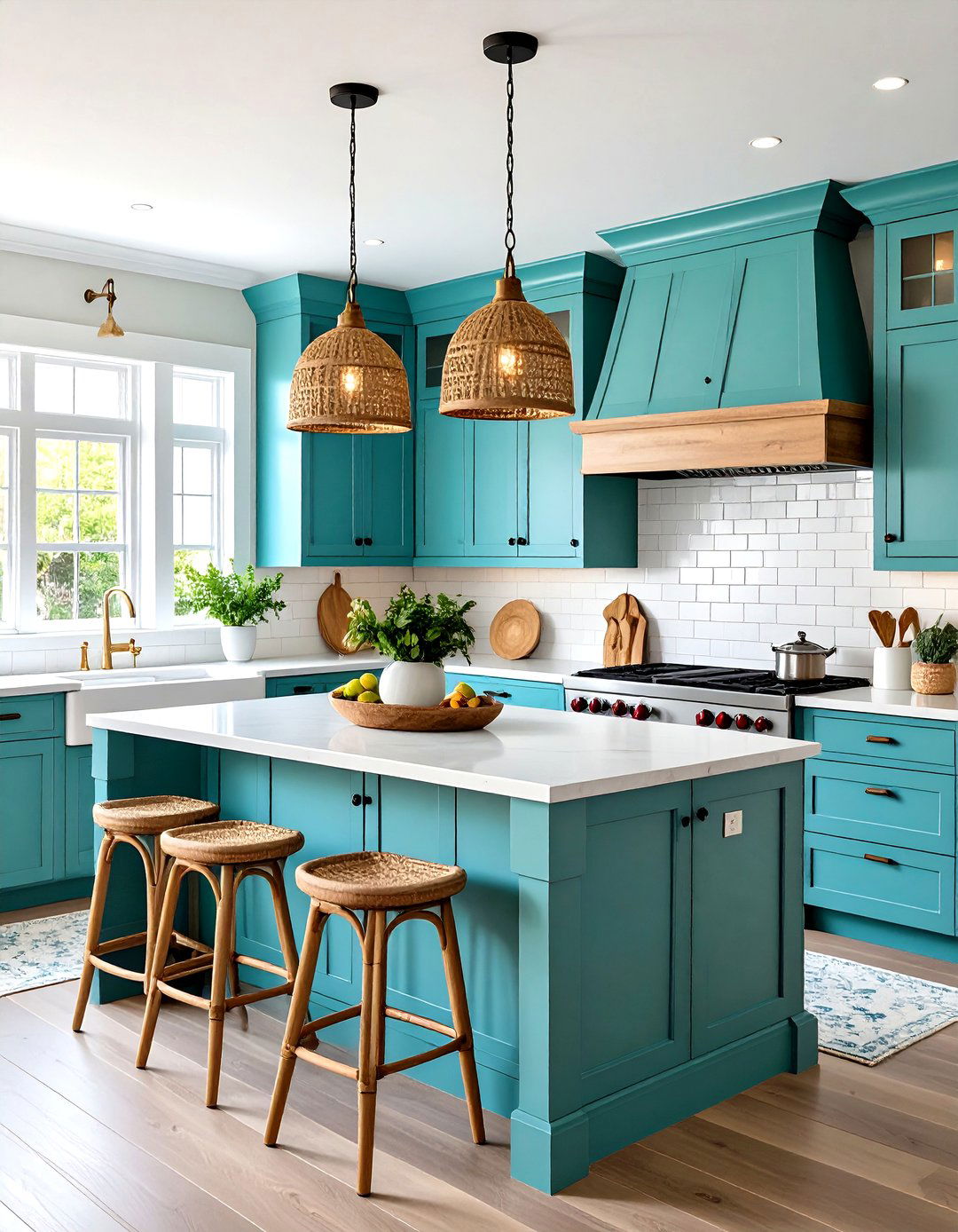 Coastal Teal Kitchen with Natural Elements - 24 Teal Kitchen Ideas