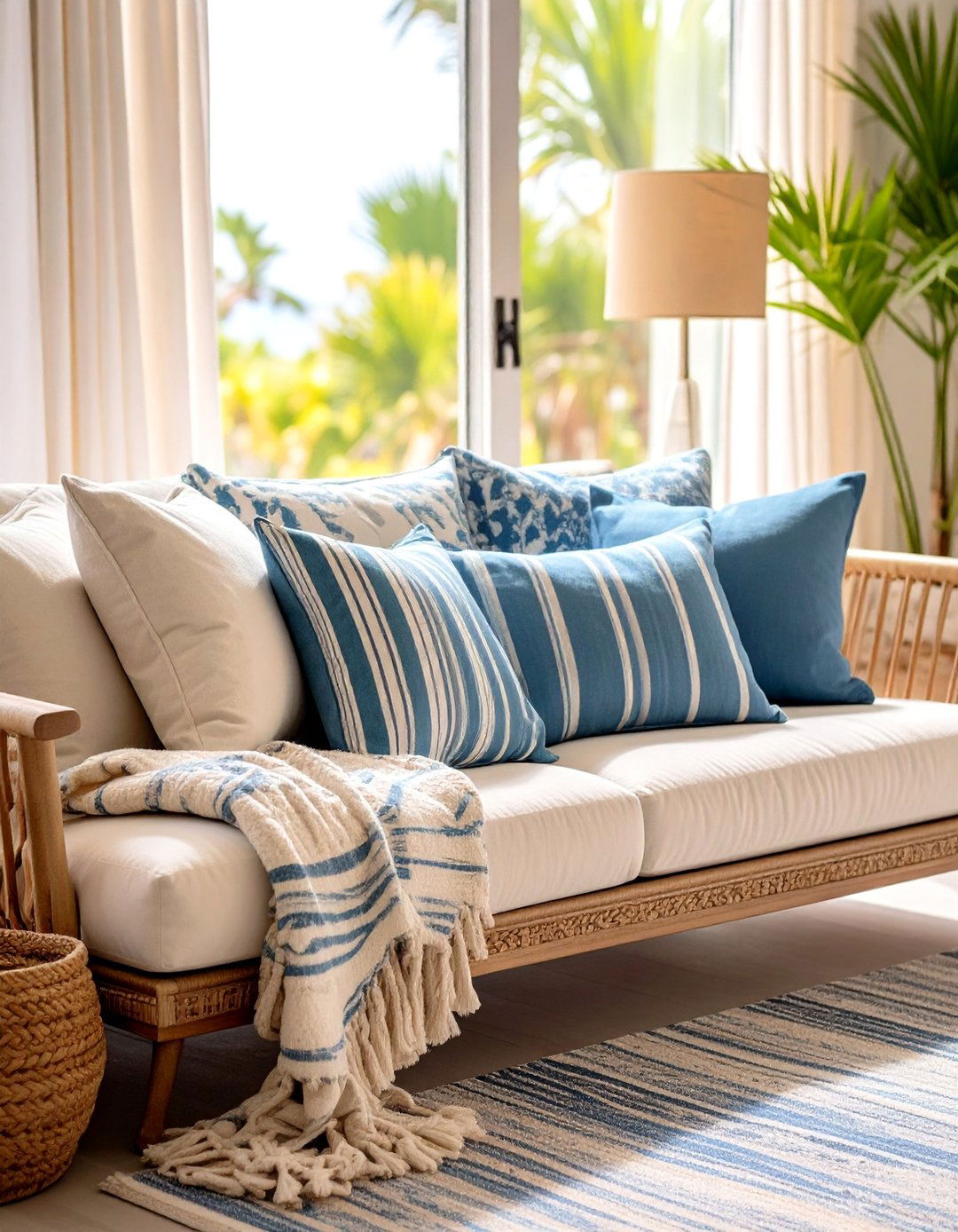 Coastal Throw Pillows and Textiles - 24 Coastal Living Room Ideas