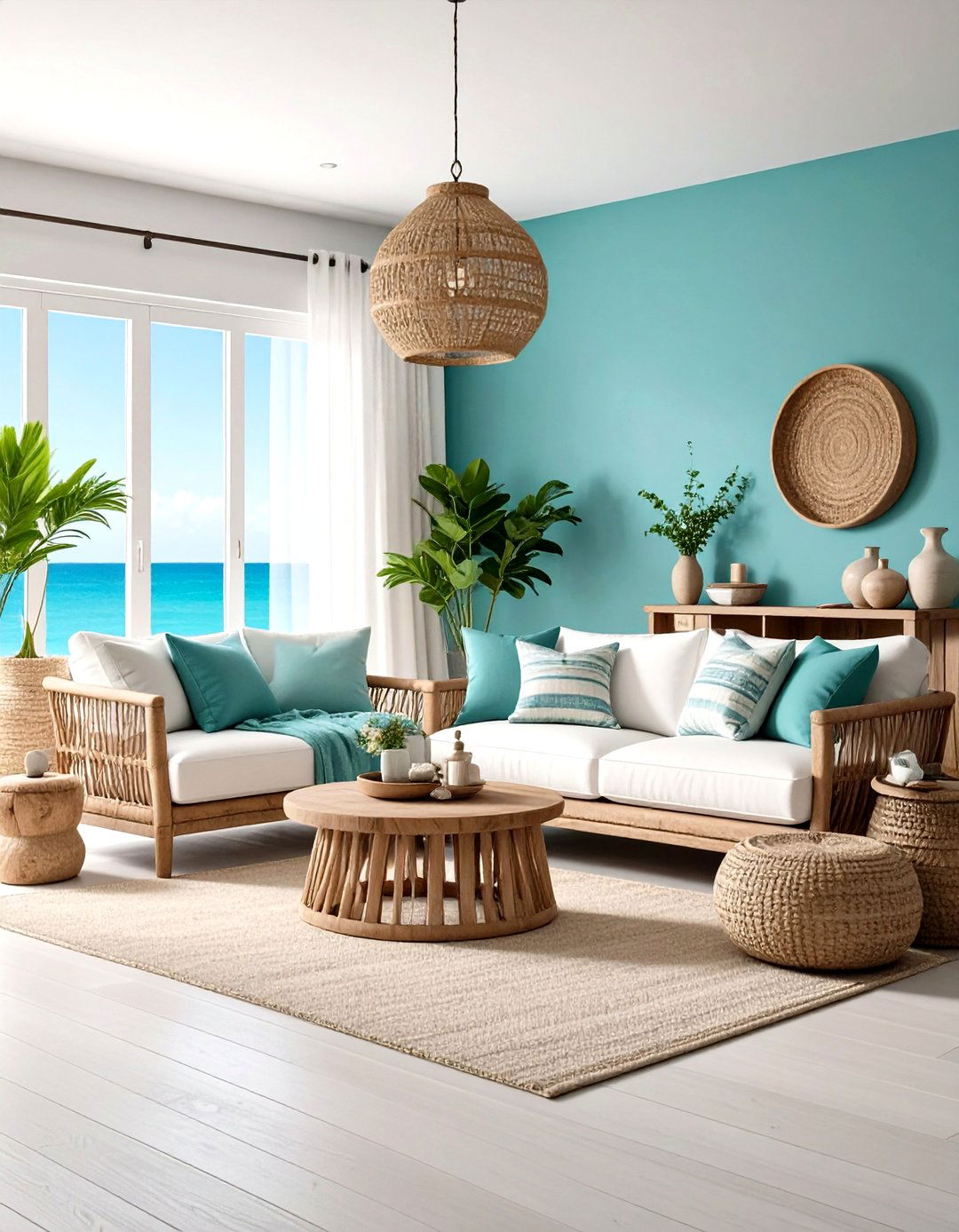 Coastal Turquoise Living Room Design - 24 Turquoise Living Room Ideas