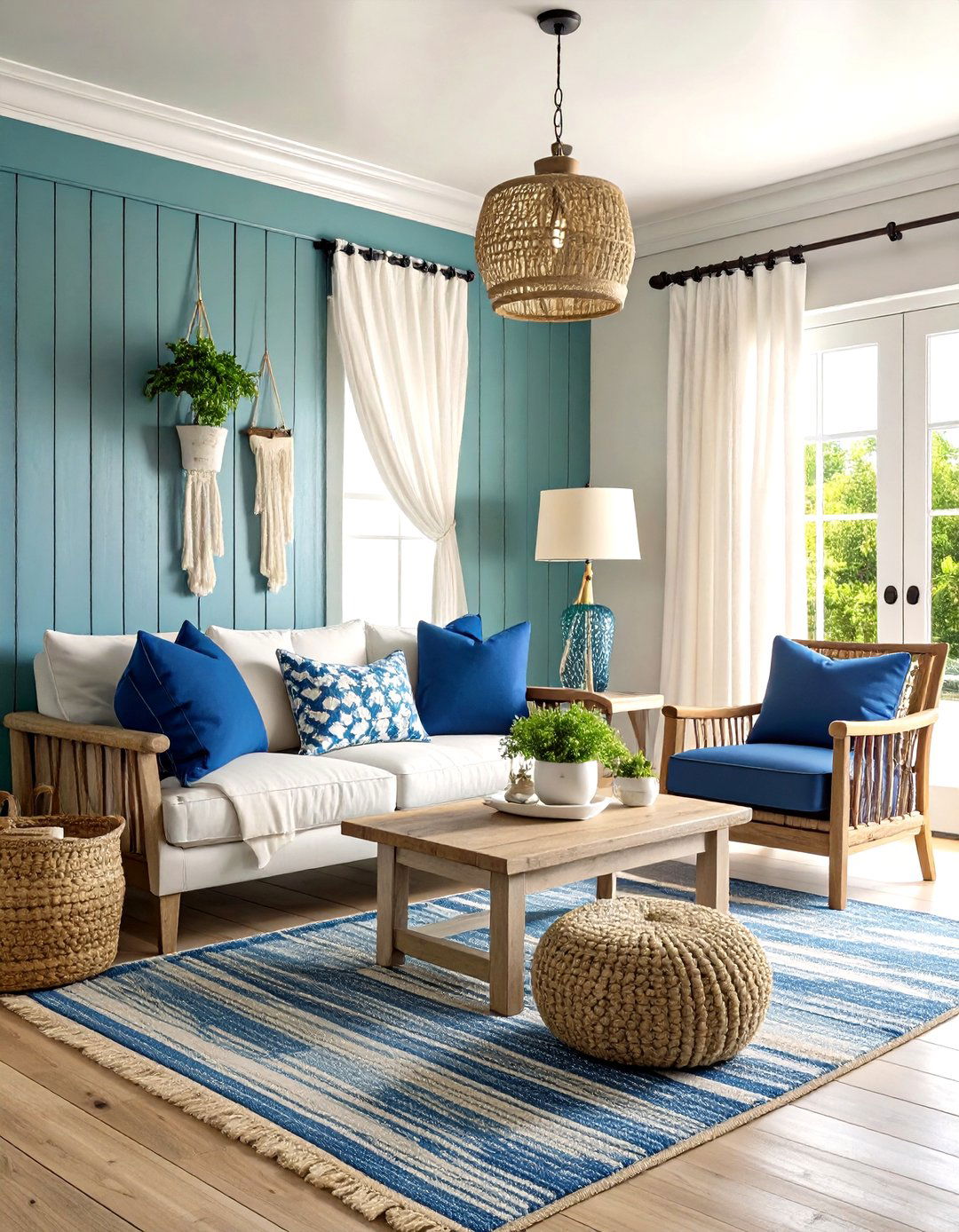 Coastal White Shiplap Accent Wall - 24 Shiplap Living Room Ideas