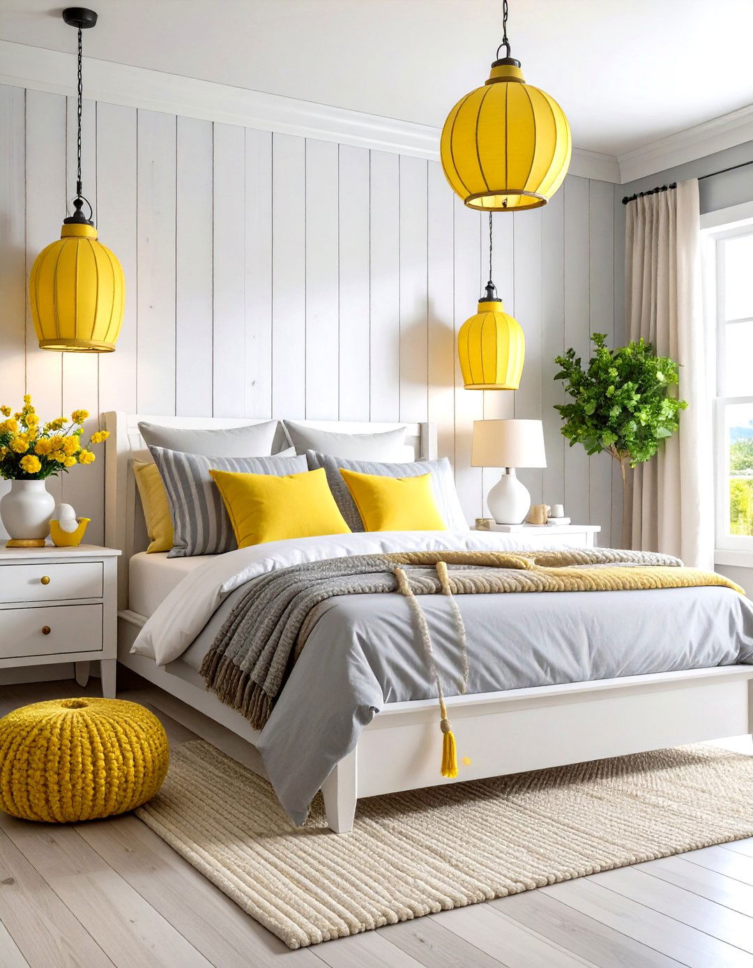Coastal Yellow and Grey Bedroom Retreat - 24 Yellow and Grey Bedroom Ideas