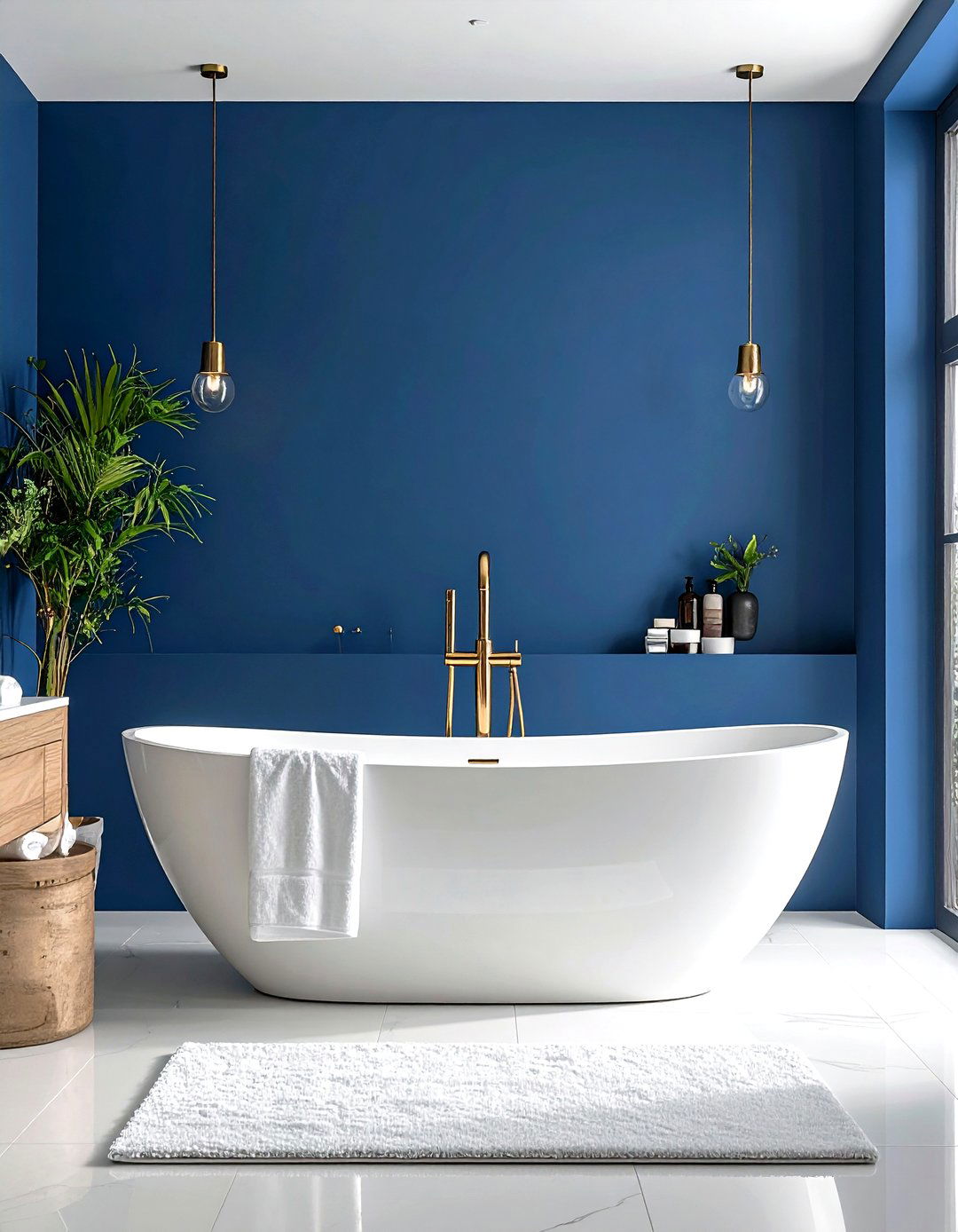 Cobalt Blue Bathroom Spa Wall - 24 Blue Accent Wall Ideas
