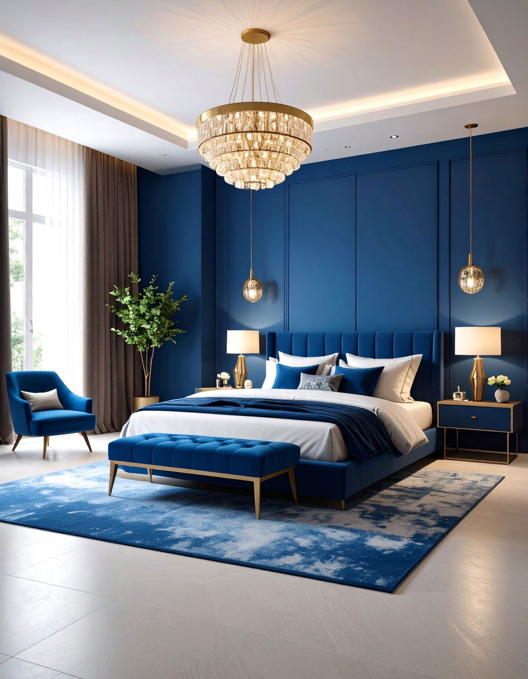 Cobalt Blue Bedroom with Bold Contemporary Style - 24 Blue Bedroom Ideas