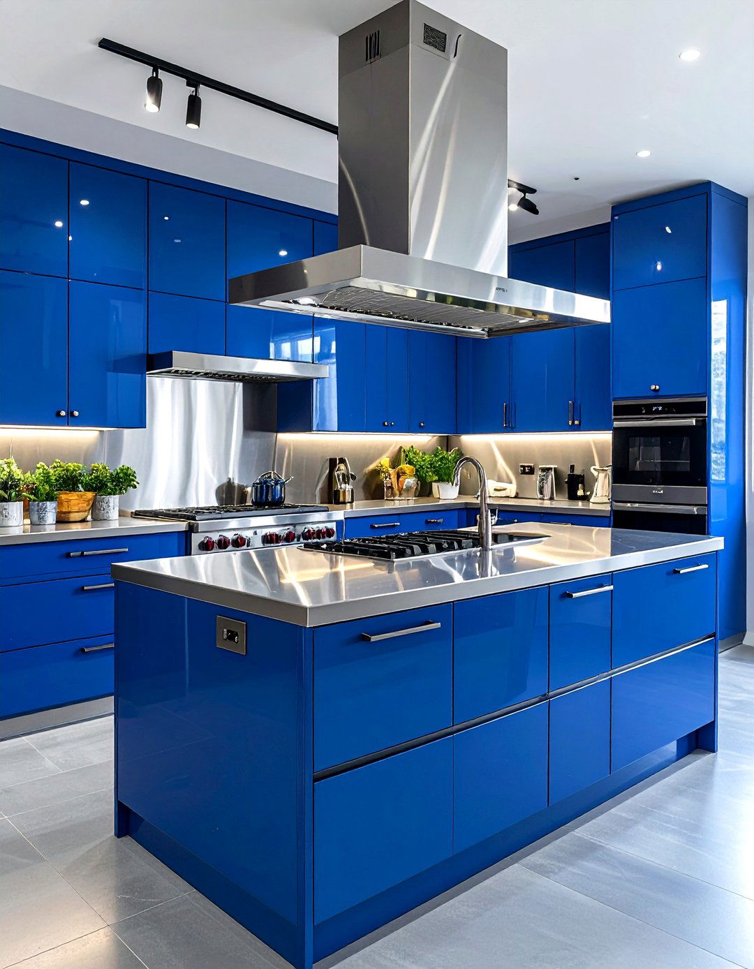 Cobalt Blue Kitchen with Stainless Steel - 24 Colorful Kitchen Ideas