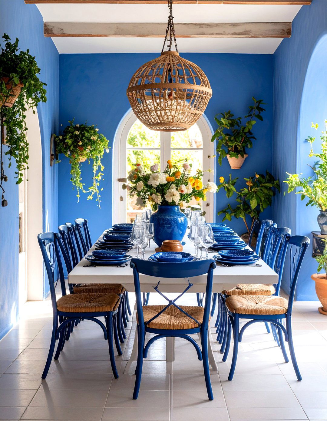 Cobalt Blue Mediterranean Dining Room - 24 Blue Dining Room Ideas