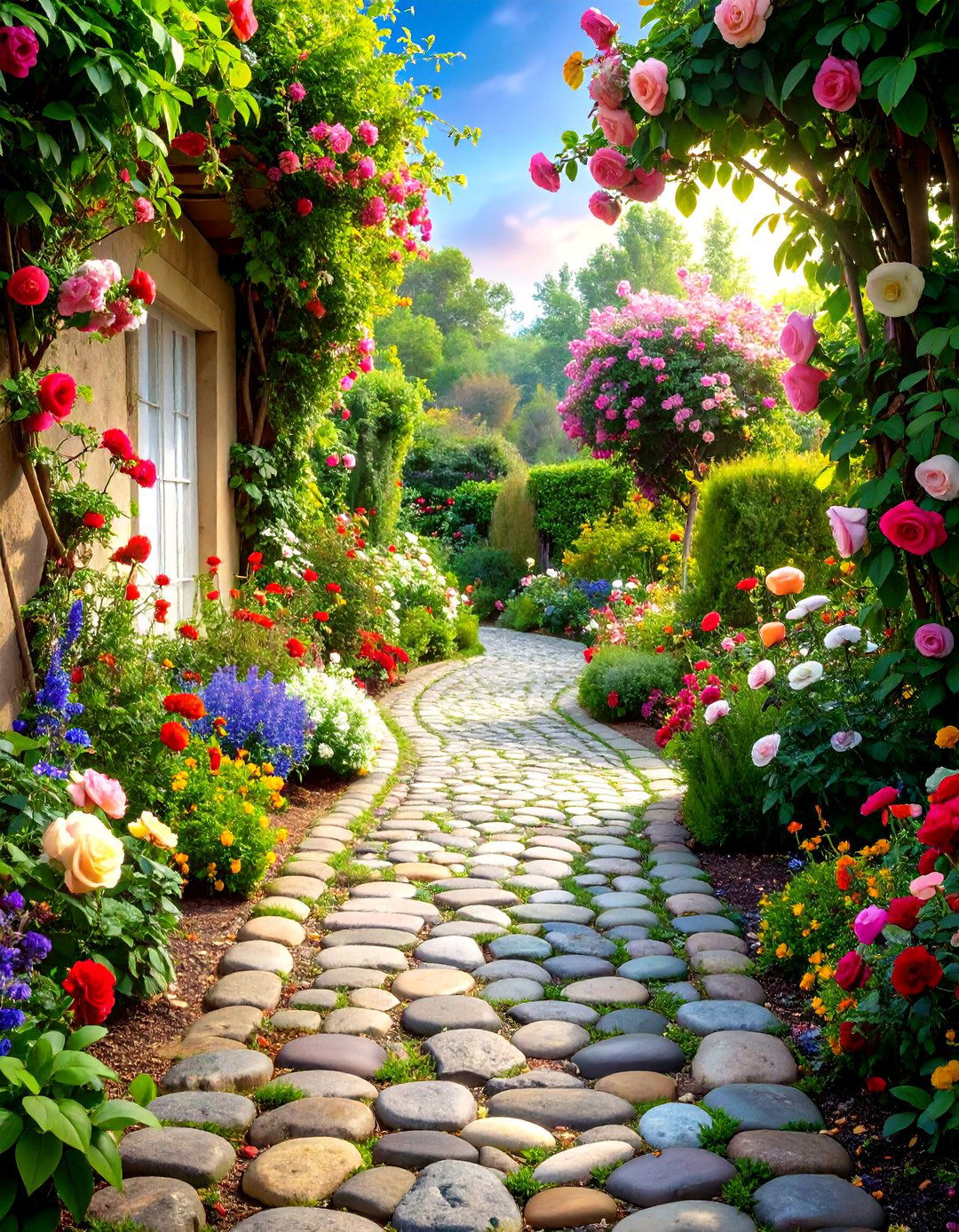 Cobblestone European Style Walkway - 24 Stepping Stone Walkway Ideas