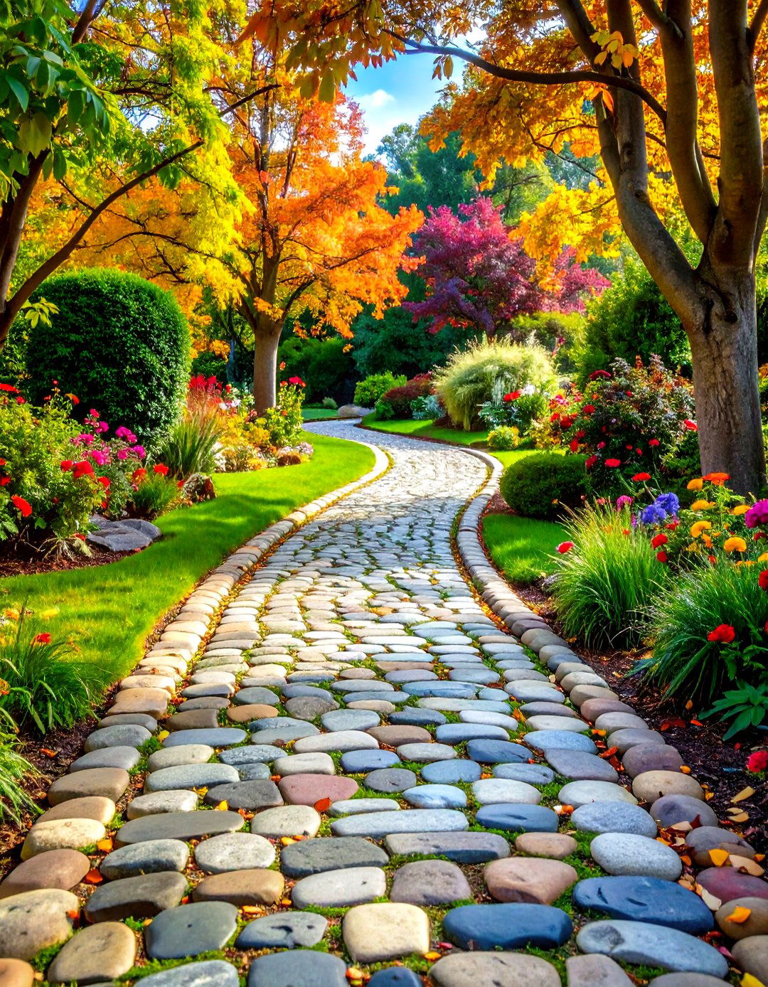 Cobblestone Heritage Pathway Borders - 24 Stone Garden Edging Ideas