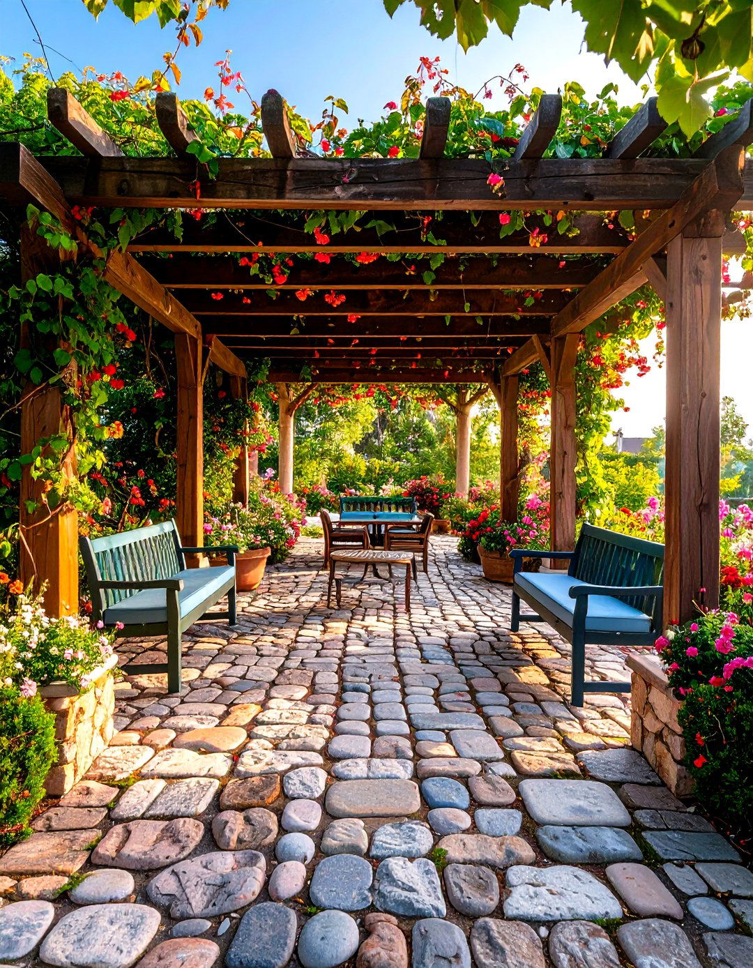 Cobblestone Pergola Surfaces - 24 Pergola Flooring Ideas