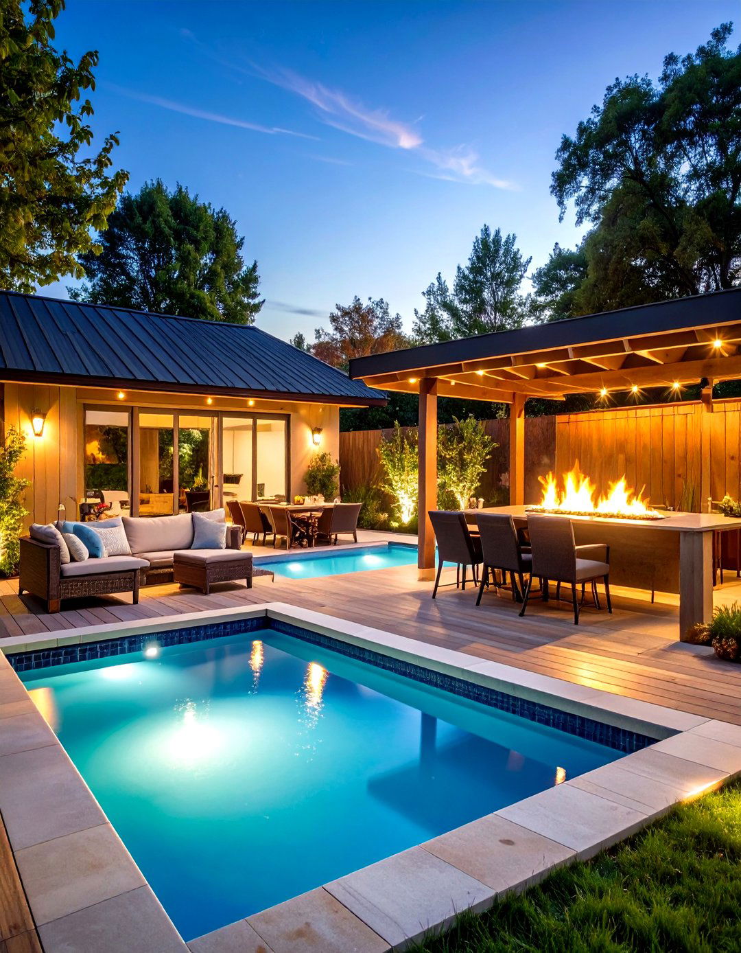 Cocktail Pool Entertainment Space - 24 Small Pool Ideas