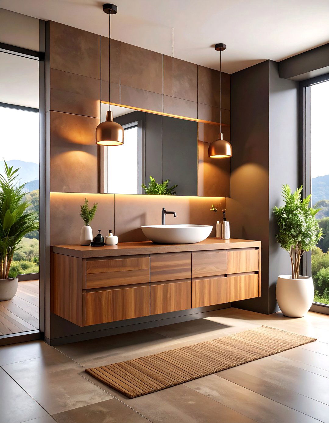 Coffee Bean Minimalist Design - 24 Brown Bathroom Ideas