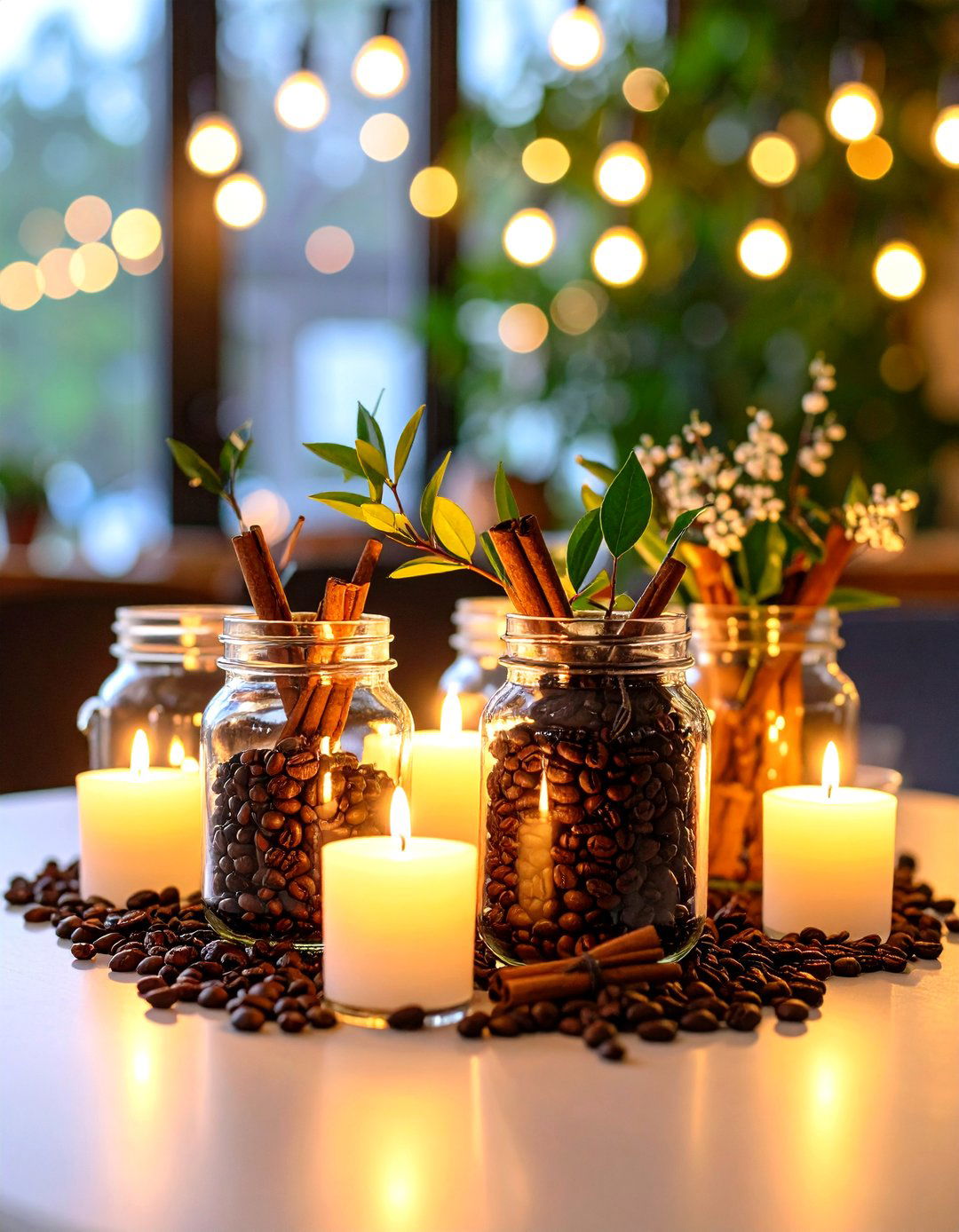 Coffee Bean and Vanilla Centerpieces - 24 Mason Jar Centerpiece Ideas