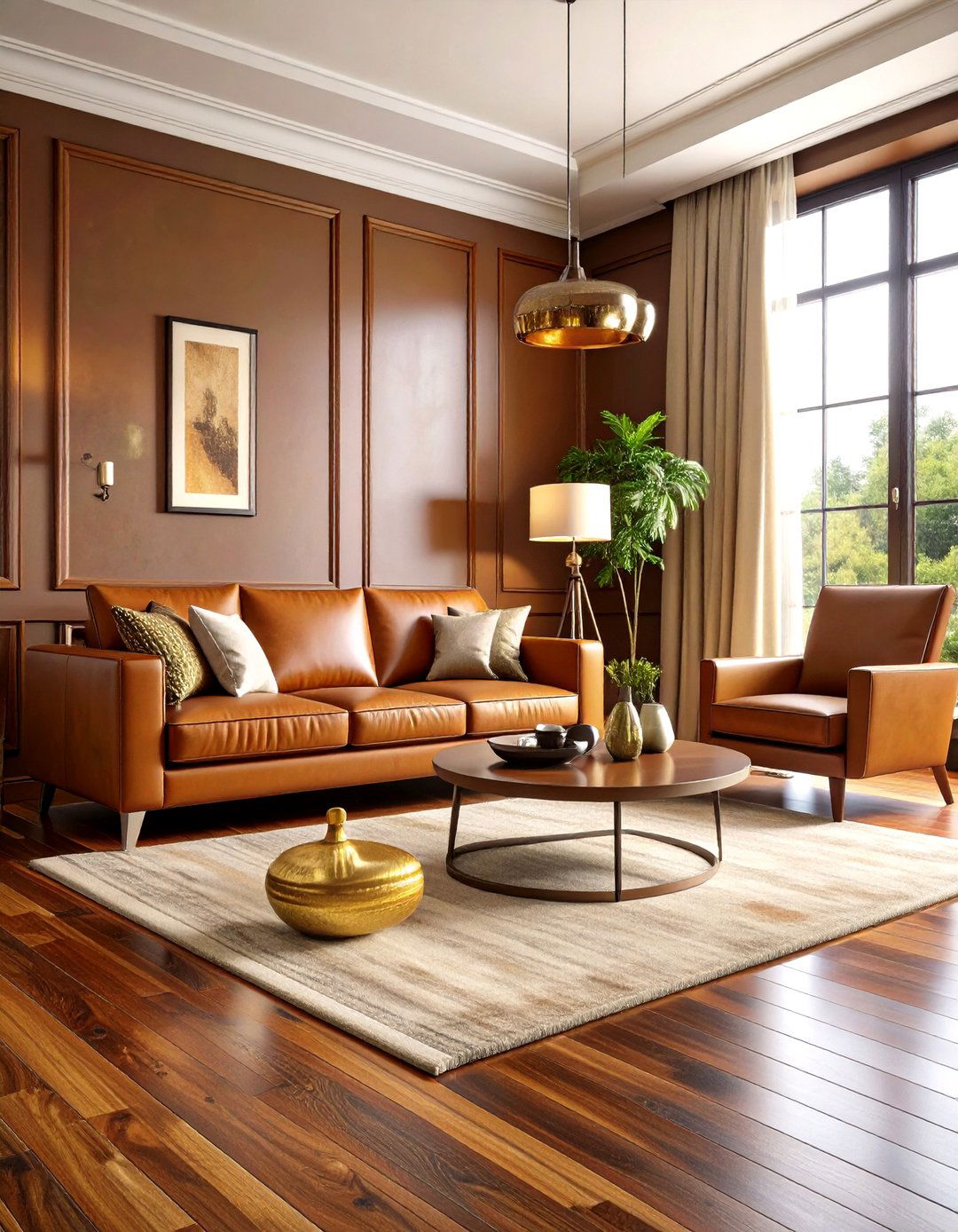 Coffee Brown Acid Stain with Golden Highlights - 24 Indoor Concrete Floor Paint Ideas