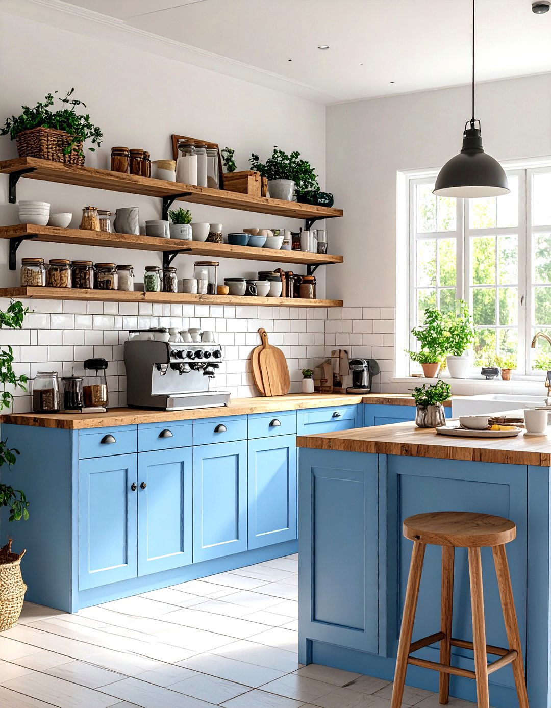 Coffee Station Nook - 24 Rustic White Kitchen Ideas