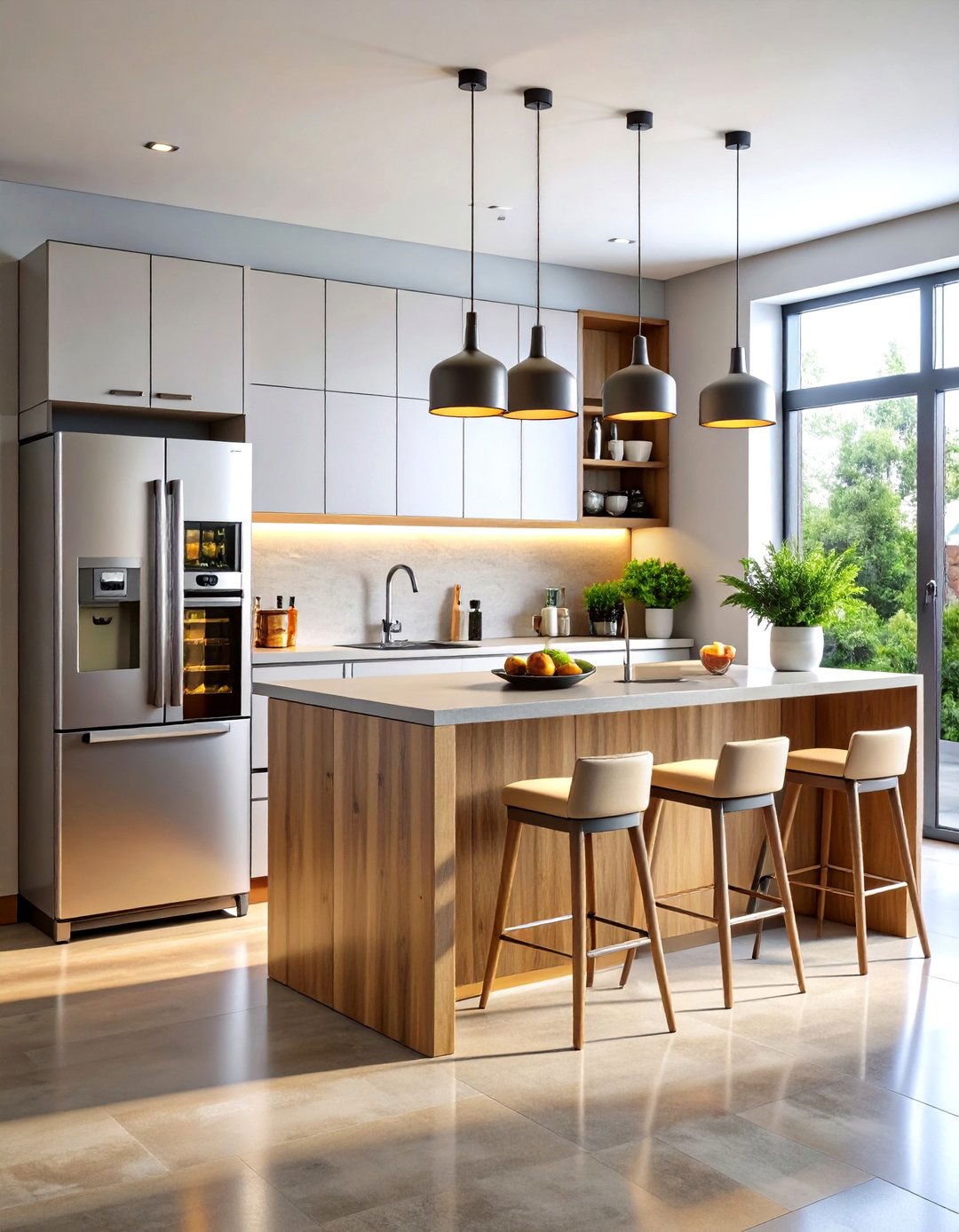 Coffee Station with Wine Refrigerator Storage - 24 Coffee Station Ideas