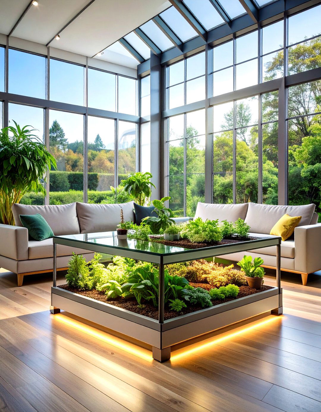 Coffee Table Living Greenhouse Display - 24 Indoor Greenhouse Ideas