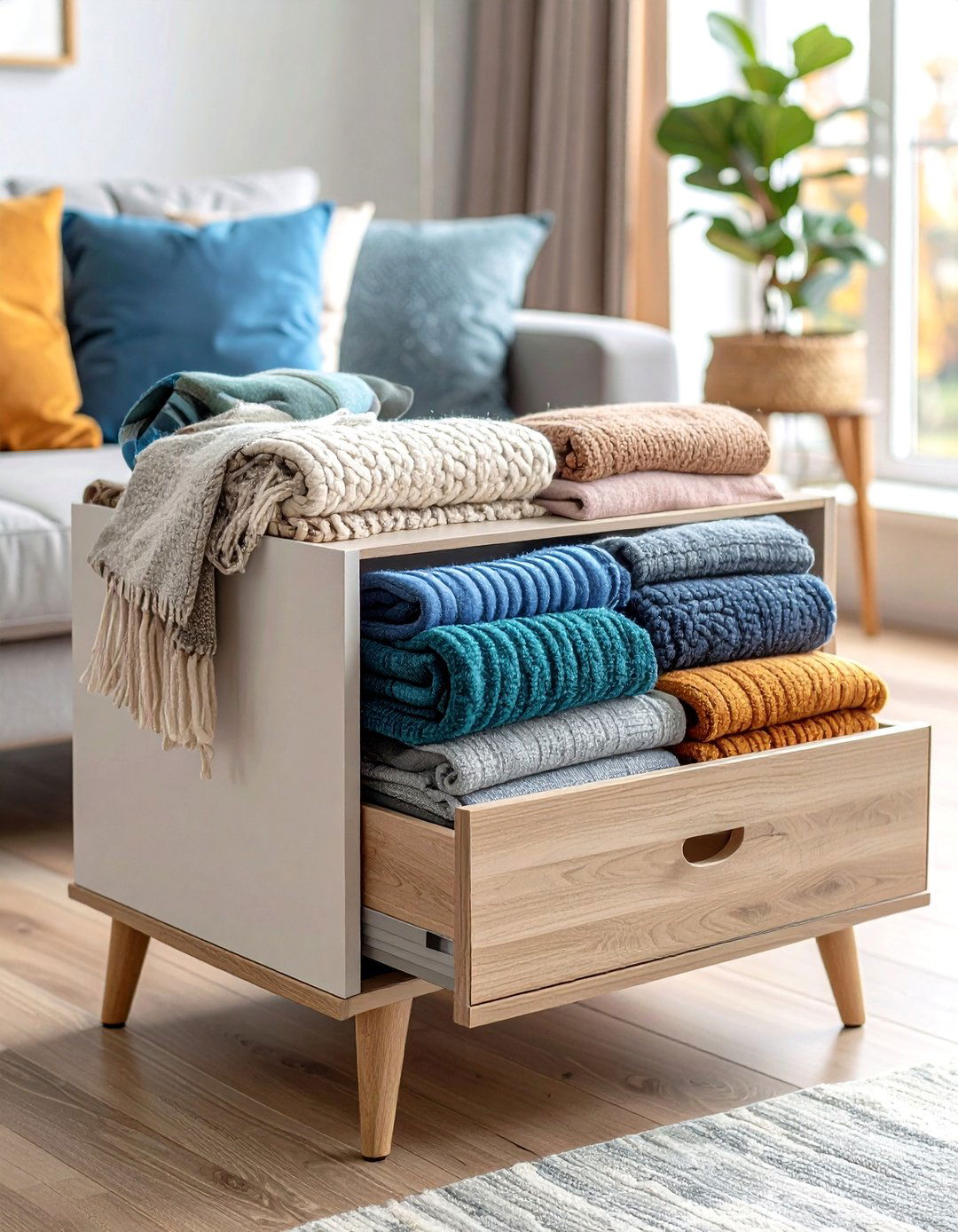 Coffee Table Storage Integration - 24 Blanket Storage Ideas