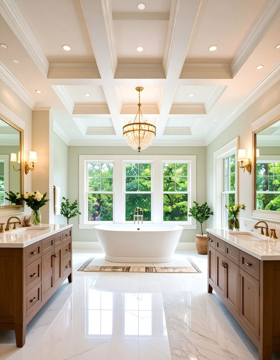 Coffered Ceiling Elegance - 24 Bathroom Ceiling Ideas