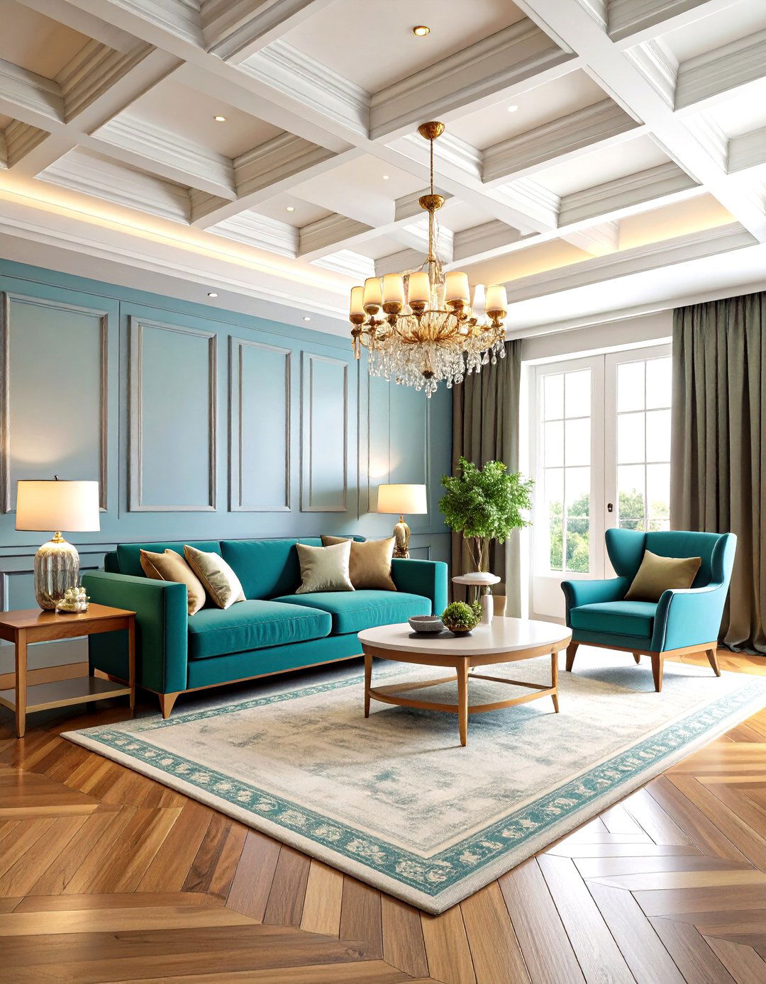 Coffered Ceiling with Traditional Appeal - 24 Living Room False Ceiling Design Ideas