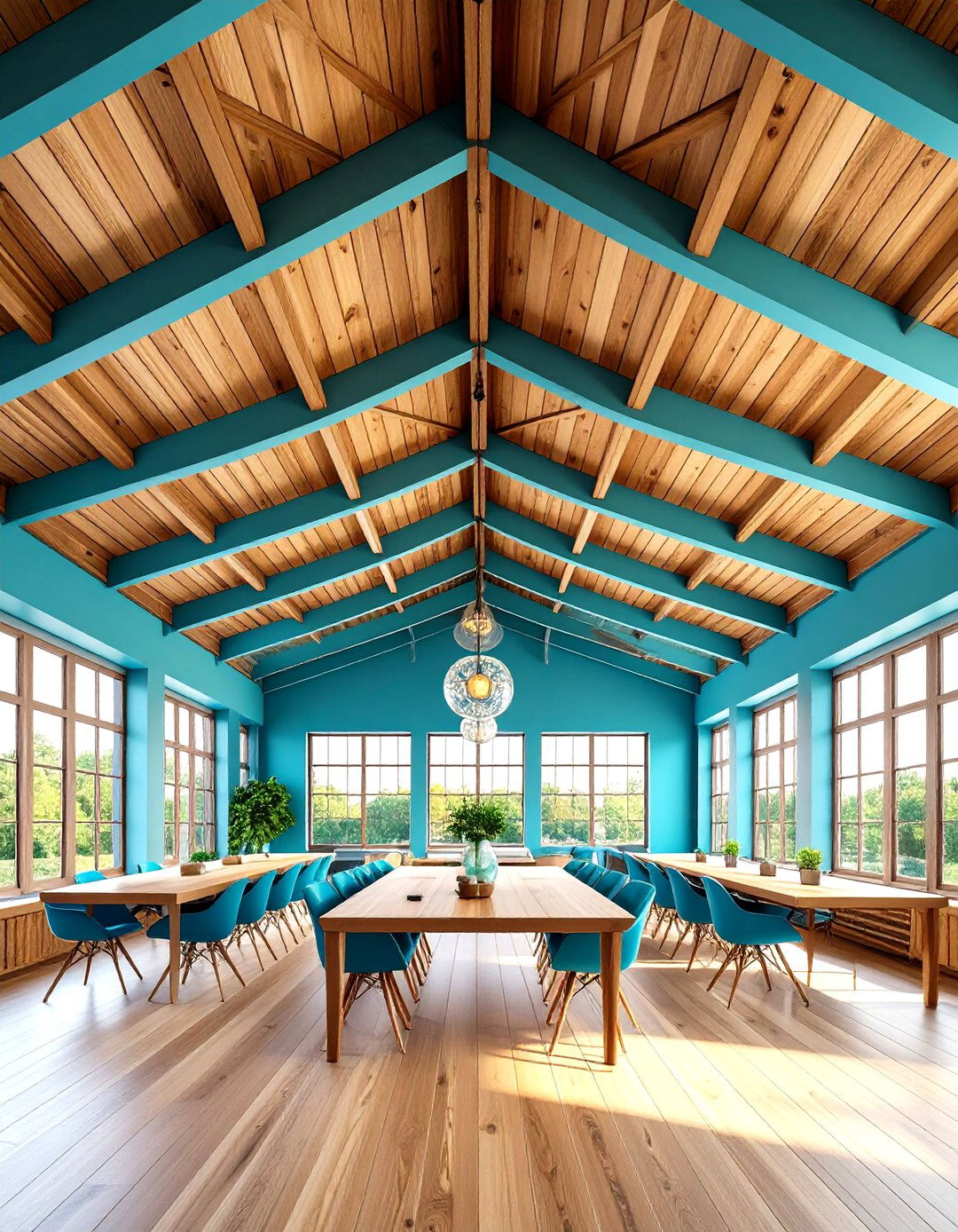 Coffered Ceiling with Wooden Beam Grid System - 24 Shed Ceiling Ideas