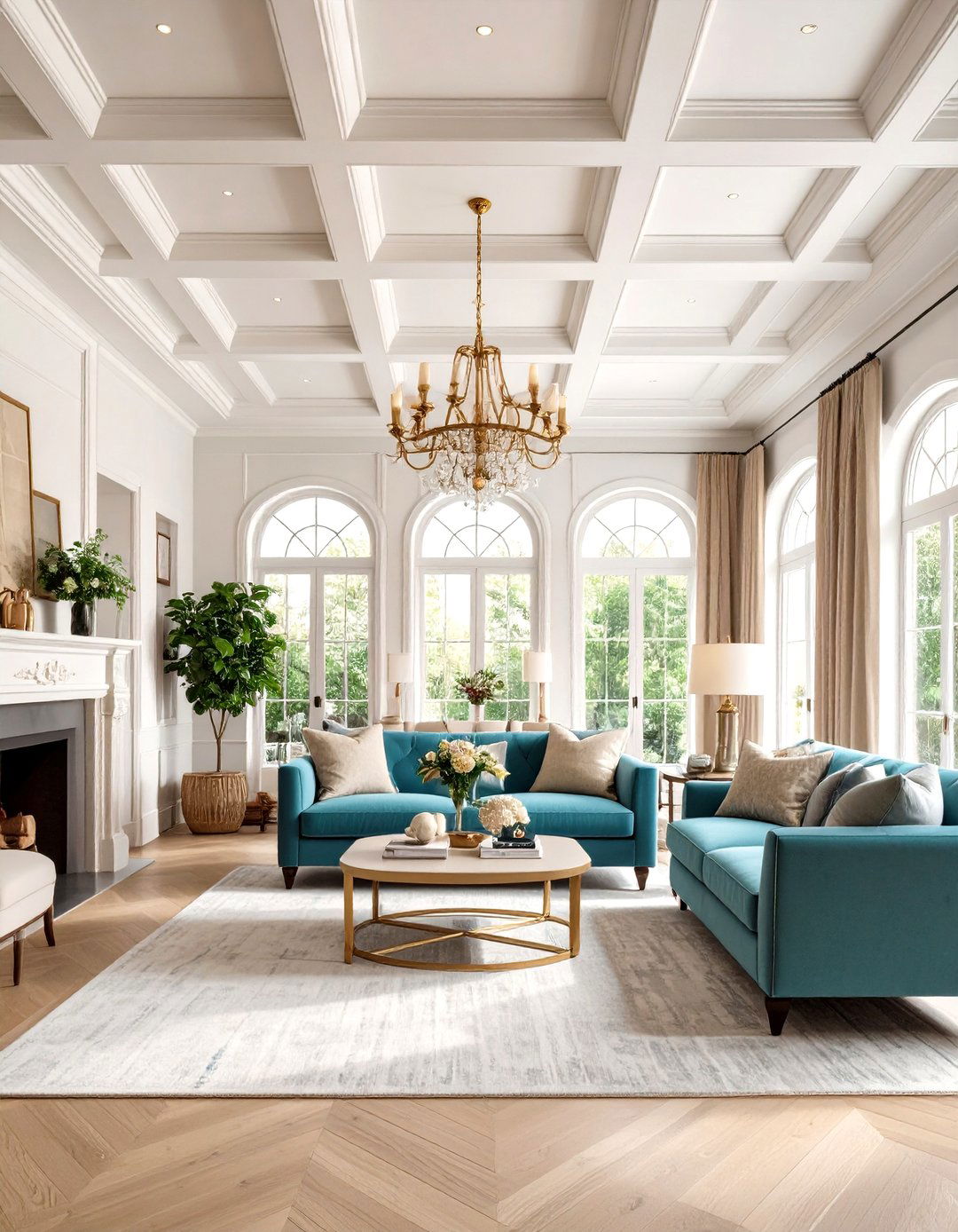 Coffered Vaulted Details - 24 Living Room Vaulted Ceiling Ideas