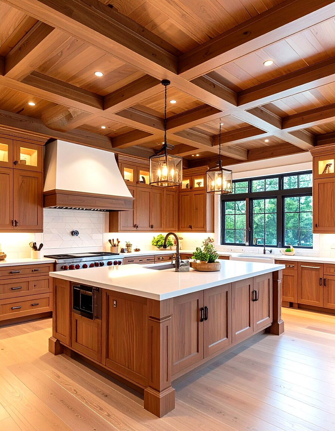 Coffered Wood Kitchen Ceiling - 24 Wood Ceiling Kitchen Ideas